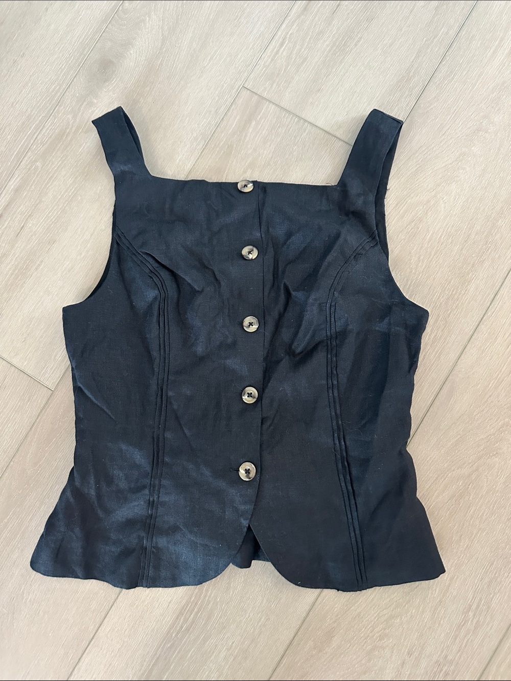 Reformation Black Button-Front Women's Tank Top